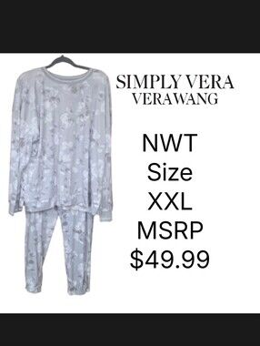 NWT Simply Vera Vera Wang Long Sleeve Pajama Top & Pajama Jogger Set Size XXL